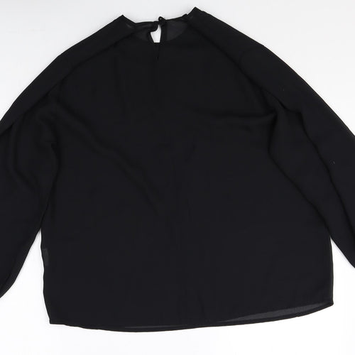 Preworn Womens Black Polyester Basic Blouse Size 18 Round Neck