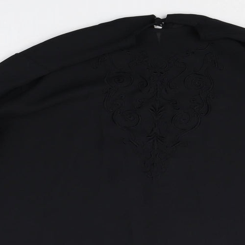 Preworn Womens Black Polyester Basic Blouse Size 18 Round Neck