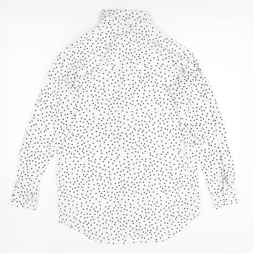 Nasty Gal Womens White Polka Dot Polyester Basic Button-Up Size S Collared
