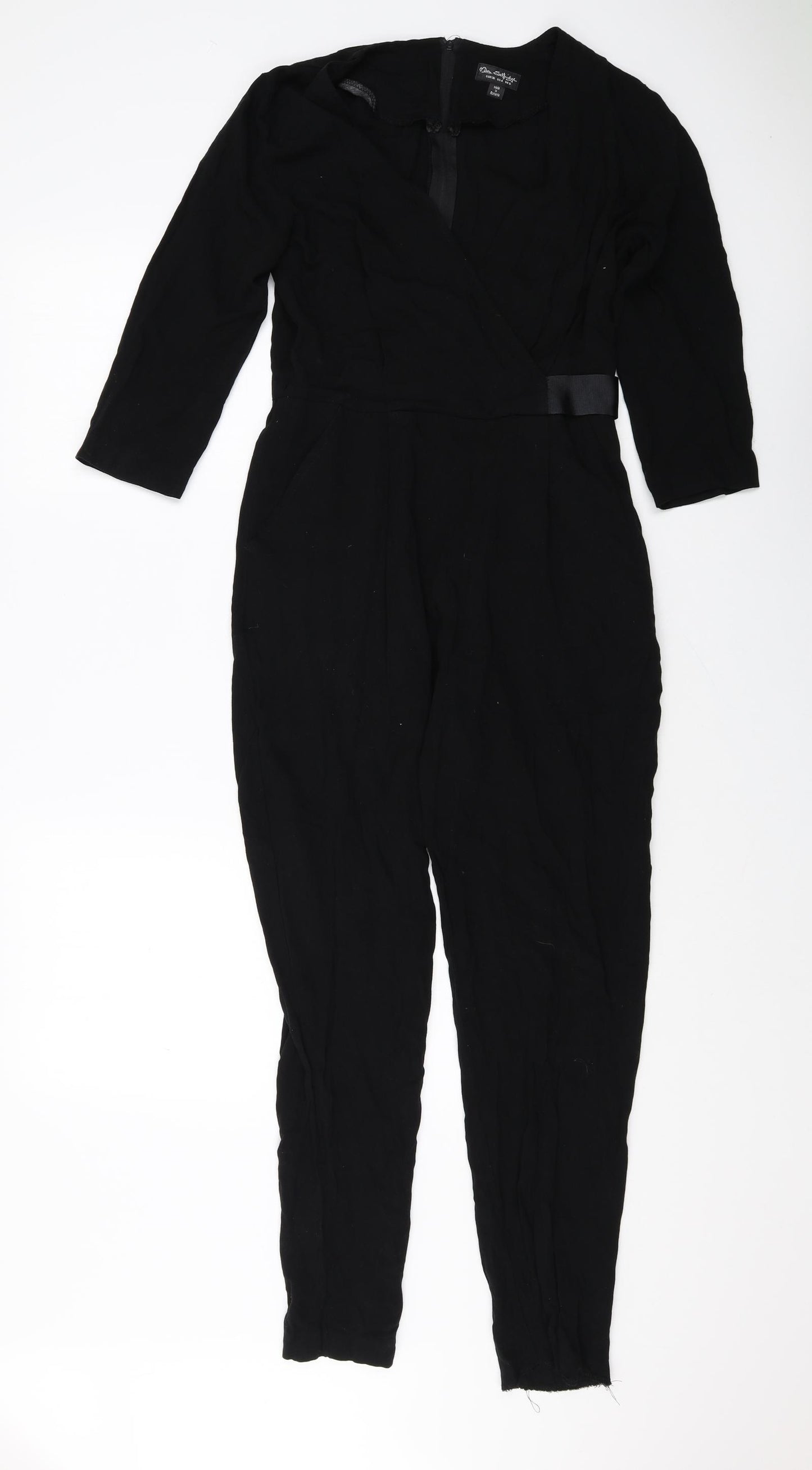 Miss Selfridge Womens Black Viscose Jumpsuit One-Piece Size 8 Zip