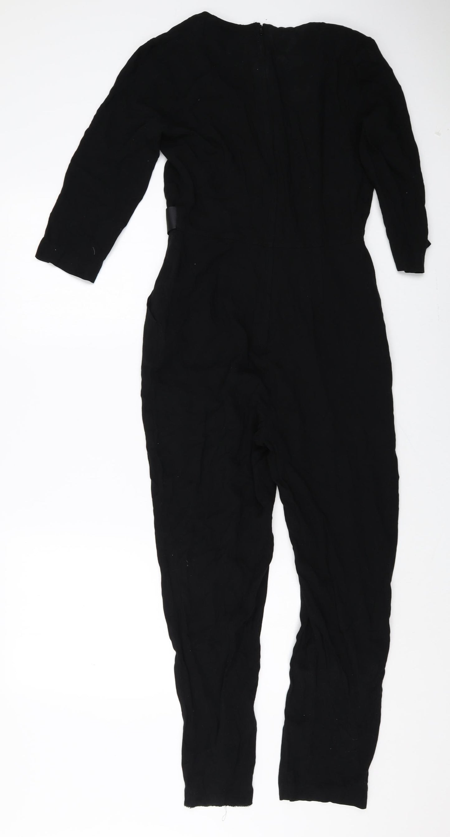 Miss Selfridge Womens Black Viscose Jumpsuit One-Piece Size 8 Zip