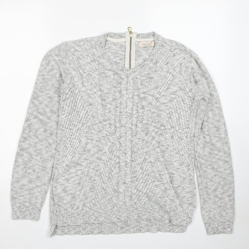 Marks and Spencer Womens Grey Round Neck Cotton Pullover Jumper Size 12