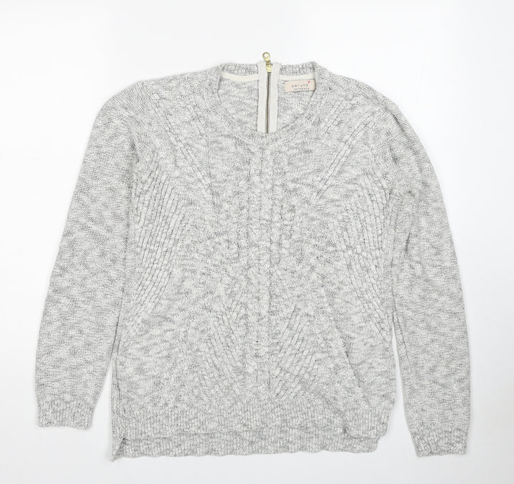 Marks and Spencer Womens Grey Round Neck Cotton Pullover Jumper Size 12