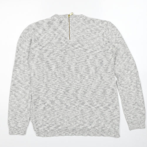 Marks and Spencer Womens Grey Round Neck Cotton Pullover Jumper Size 12