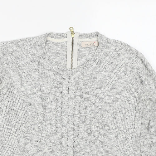 Marks and Spencer Womens Grey Round Neck Cotton Pullover Jumper Size 12