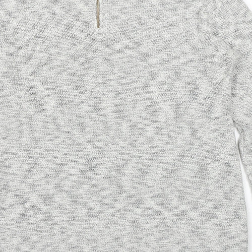 Marks and Spencer Womens Grey Round Neck Cotton Pullover Jumper Size 12