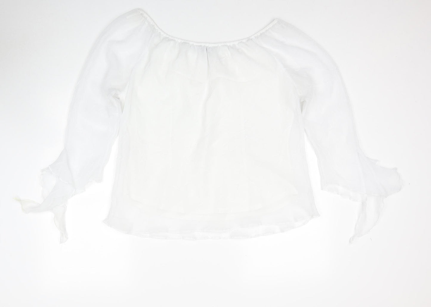 Inspire Womens White Polyester Basic Blouse Size 16 Boat Neck