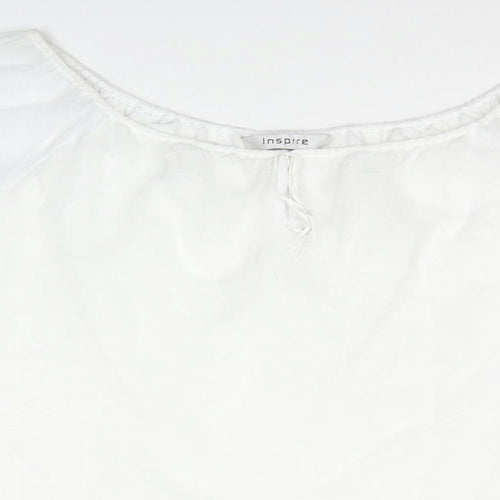Inspire Womens White Polyester Basic Blouse Size 16 Boat Neck