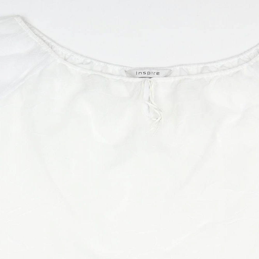 Inspire Womens White Polyester Basic Blouse Size 16 Boat Neck