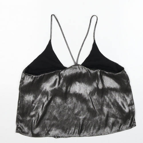 Sparkle & Fade Womens Silver Polyester Camisole Tank Size XS V-Neck - Metallic