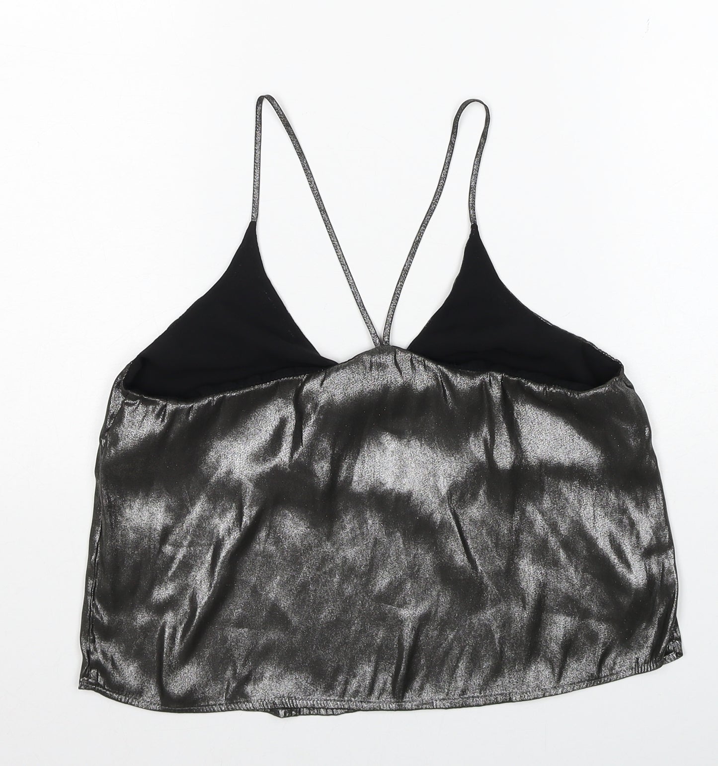 Sparkle & Fade Womens Silver Polyester Camisole Tank Size XS V-Neck - Metallic