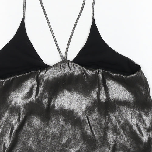 Sparkle & Fade Womens Silver Polyester Camisole Tank Size XS V-Neck - Metallic