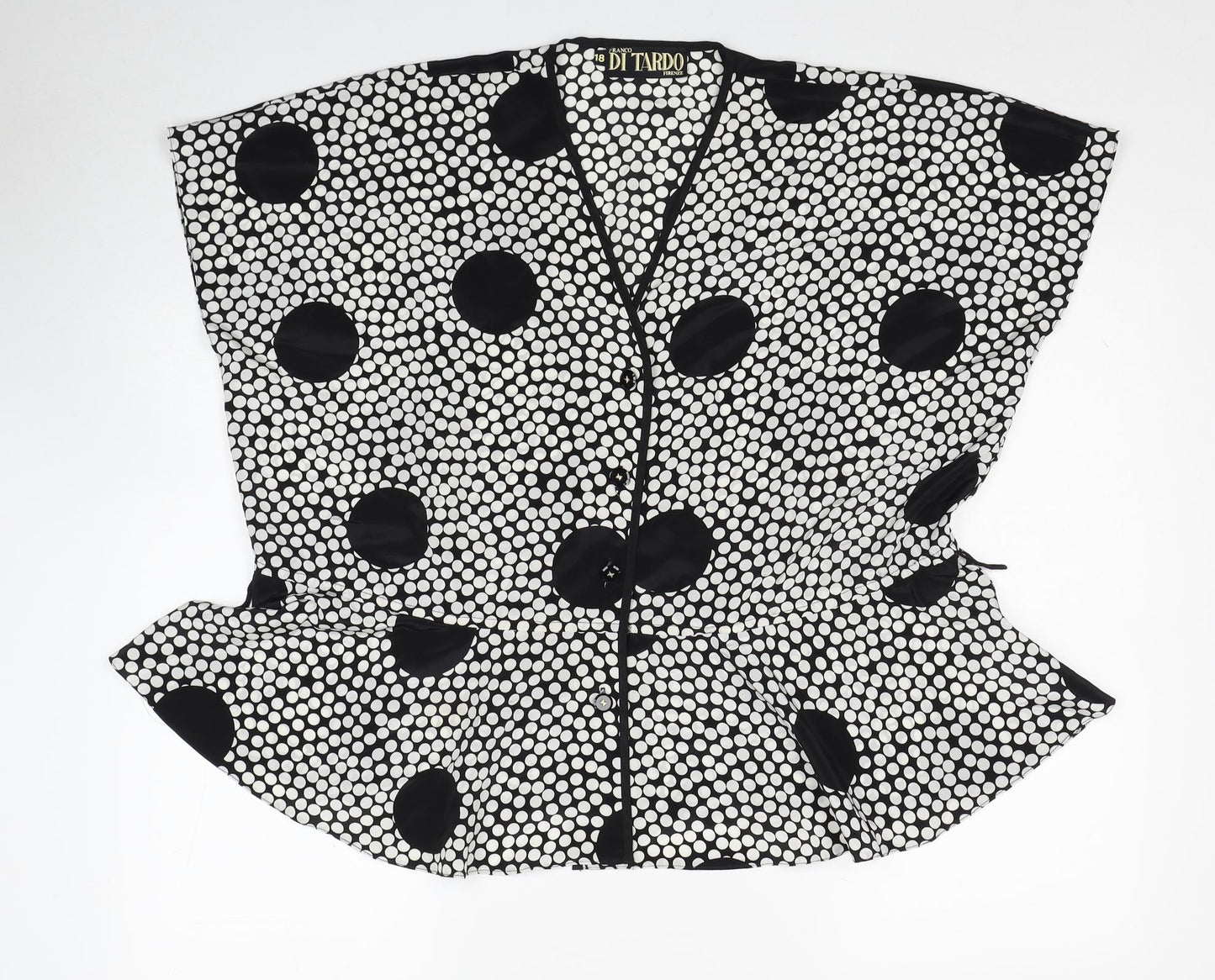 Ditardo Womens Black Polka Dot Polyester Basic Blouse Size 18 V-Neck