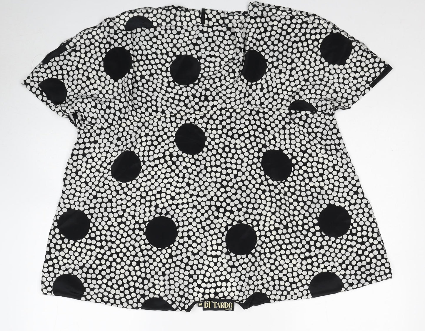 Ditardo Womens Black Polka Dot Polyester Basic Blouse Size 18 V-Neck
