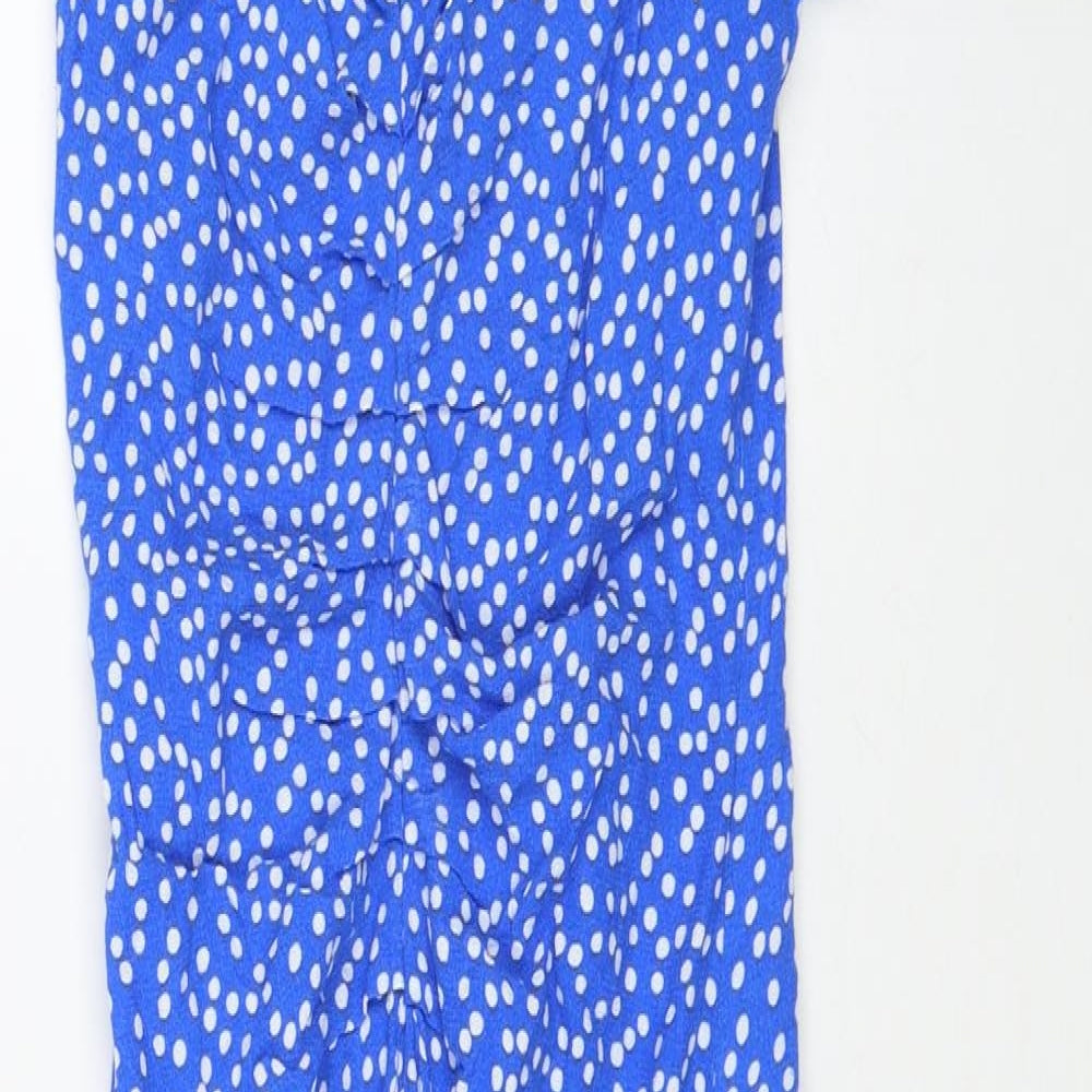 Zara Womens Blue Polka Dot Polyester A-Line Size XS Scoop Neck Zip