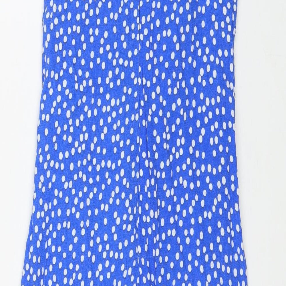 Zara Womens Blue Polka Dot Polyester A-Line Size XS Scoop Neck Zip