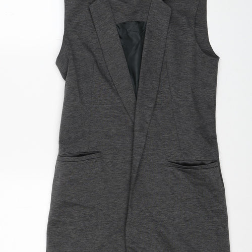 Miss Selfridge Womens Grey Gilet Jacket Size 8 - Longline