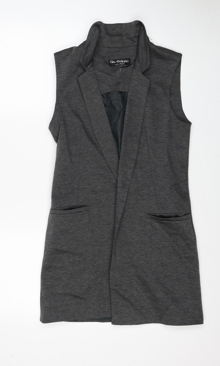 Miss Selfridge Womens Grey Gilet Jacket Size 8 - Longline