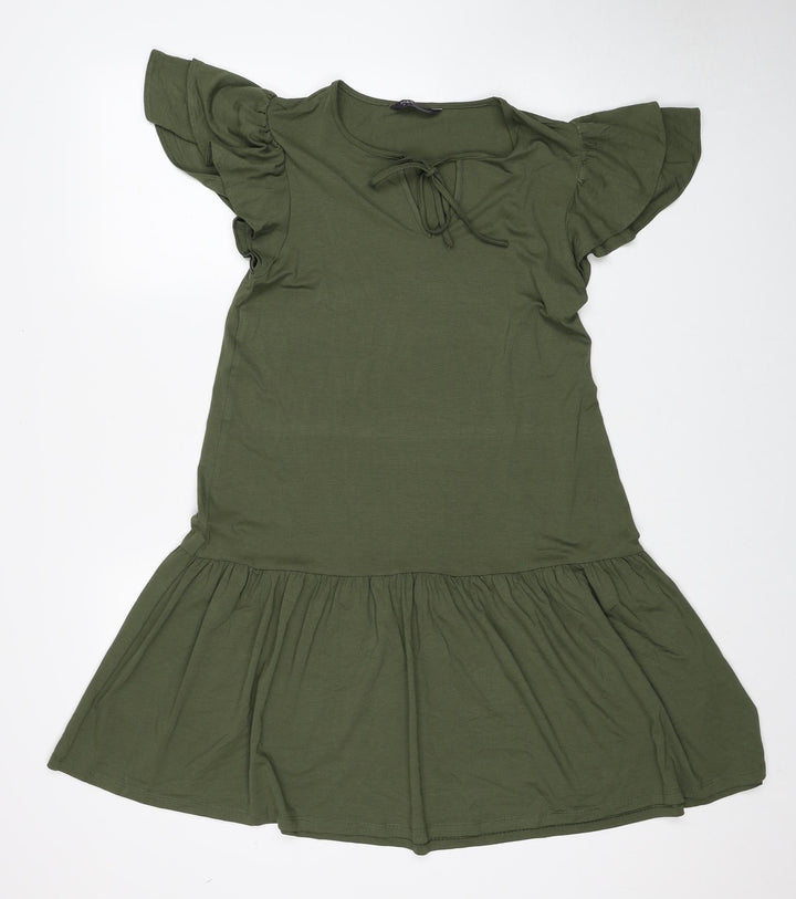 Marks and Spencer Womens Green Viscose A-Line Size 10 V-Neck Pullover