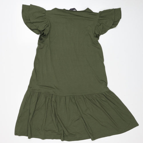 Marks and Spencer Womens Green Viscose A-Line Size 10 V-Neck Pullover