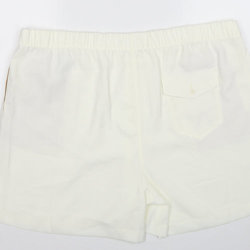 Marks and Spencer Womens White Polyester Mom Shorts Size 24 Regular Pull On