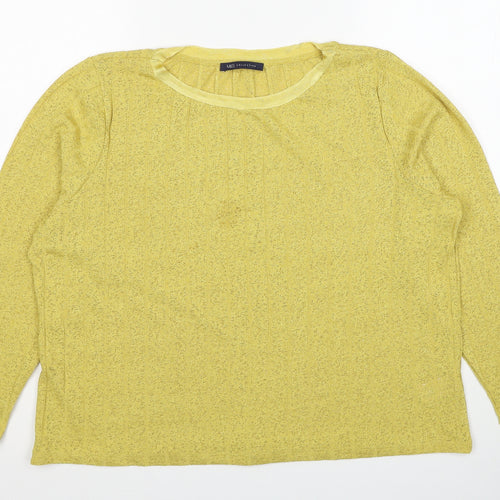 Marks and Spencer Womens Yellow Round Neck Viscose Pullover Jumper Size 18