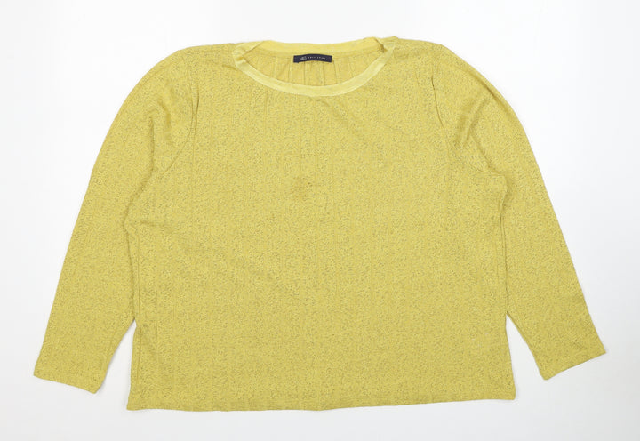 Marks and Spencer Womens Yellow Round Neck Viscose Pullover Jumper Size 18
