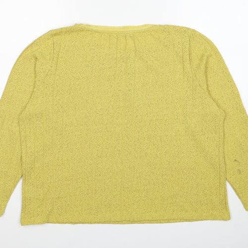 Marks and Spencer Womens Yellow Round Neck Viscose Pullover Jumper Size 18