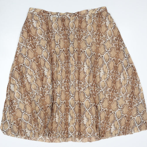 Marks and Spencer Womens Brown Animal Print Polyester Swing Skirt Size 18 - Snakeskin Pattern