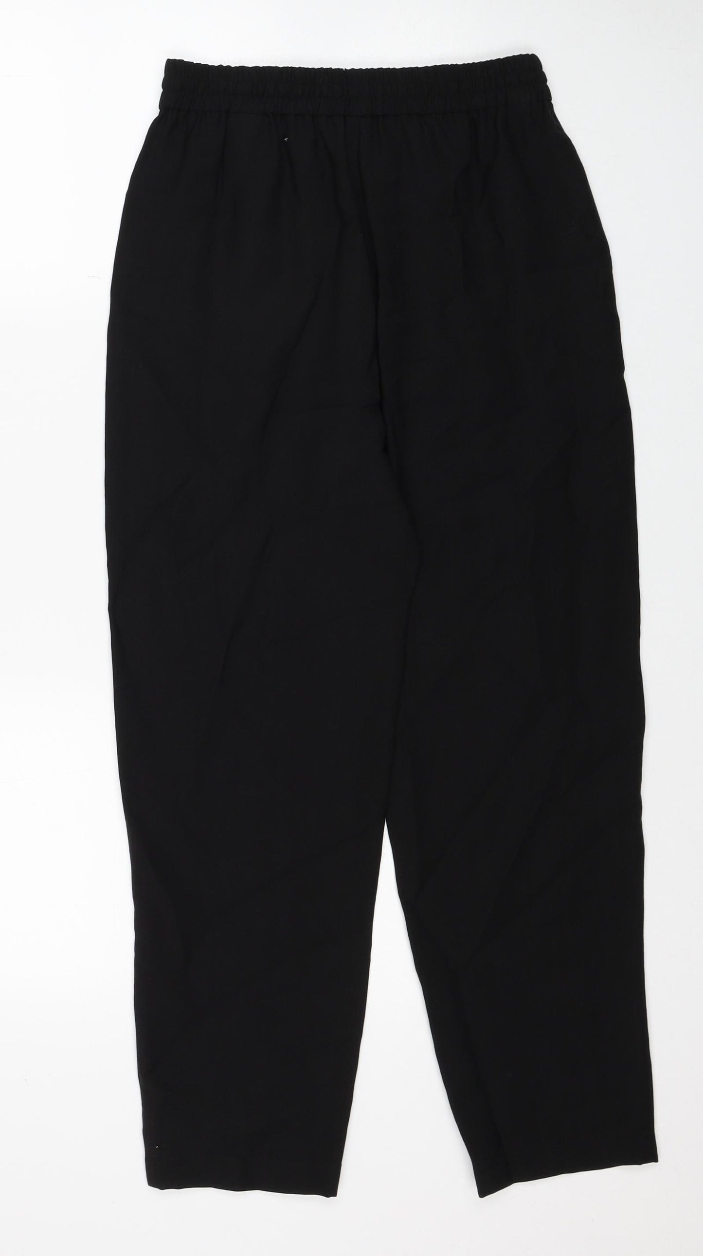 Marks and Spencer Womens Black Lyocell Trousers Size 6 Regular Drawstring