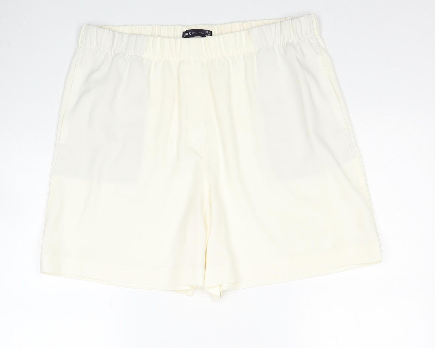 Marks and Spencer Womens White Polyester Sweat Shorts Size 16 Regular Pull On