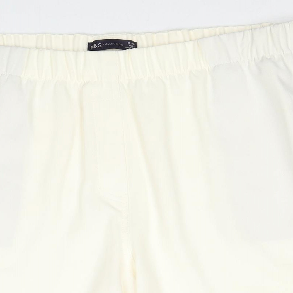 Marks and Spencer Womens White Polyester Sweat Shorts Size 16 Regular Pull On