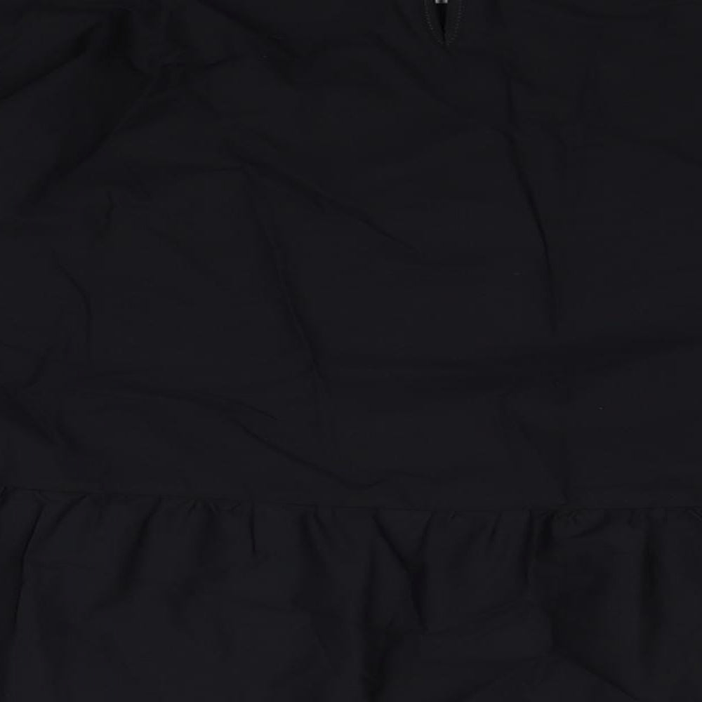Marks and Spencer Womens Black Cotton Basic Blouse Size 16 Boat Neck - Contrast Stitching