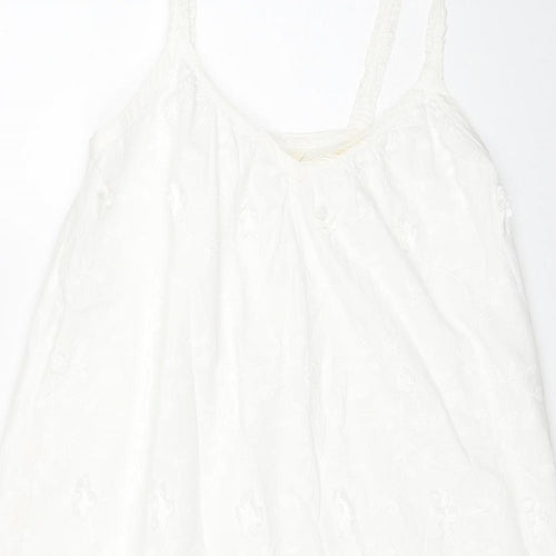 Per Una Womens White 100% Cotton Tank Dress Size 12 Scoop Neck Pullover