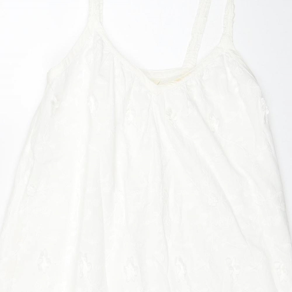 Per Una Womens White 100% Cotton Tank Dress Size 12 Scoop Neck Pullover