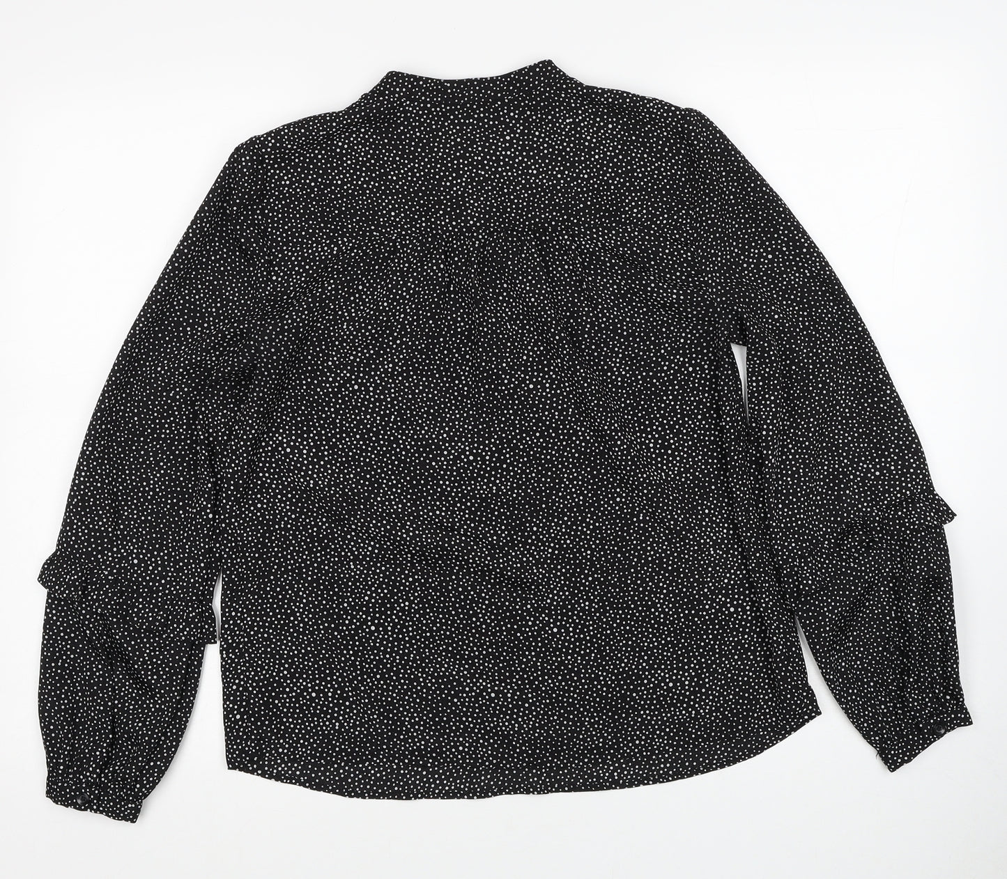 Marks and Spencer Womens Black Polka Dot Polyester Basic Blouse Size 8 Round Neck