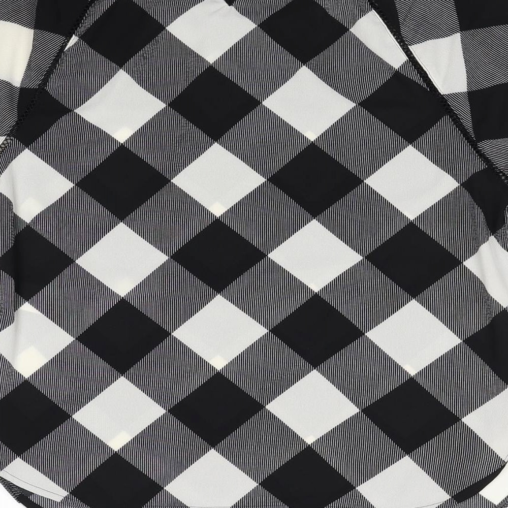Marks and Spencer Womens Black Geometric Polyester Basic Blouse Size 6 Round Neck