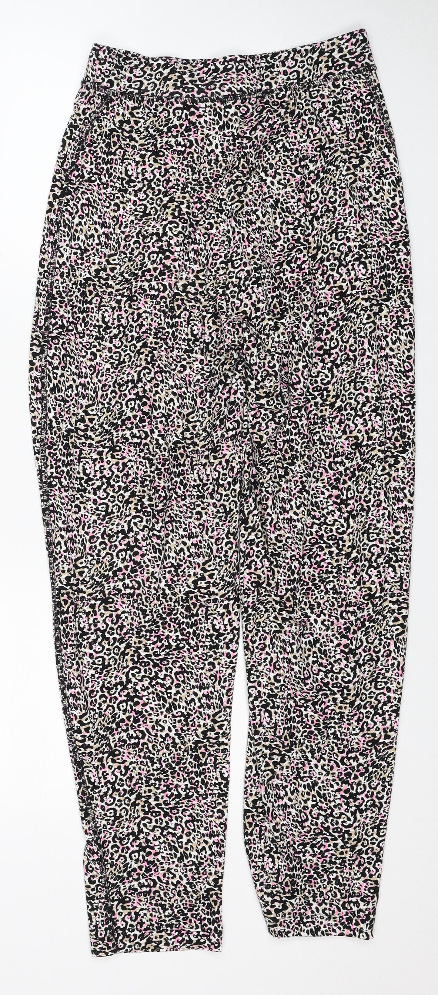 Marks and Spencer Womens Multicoloured Animal Print Viscose Harem Trousers Size 6 Regular - Leopard Pattern