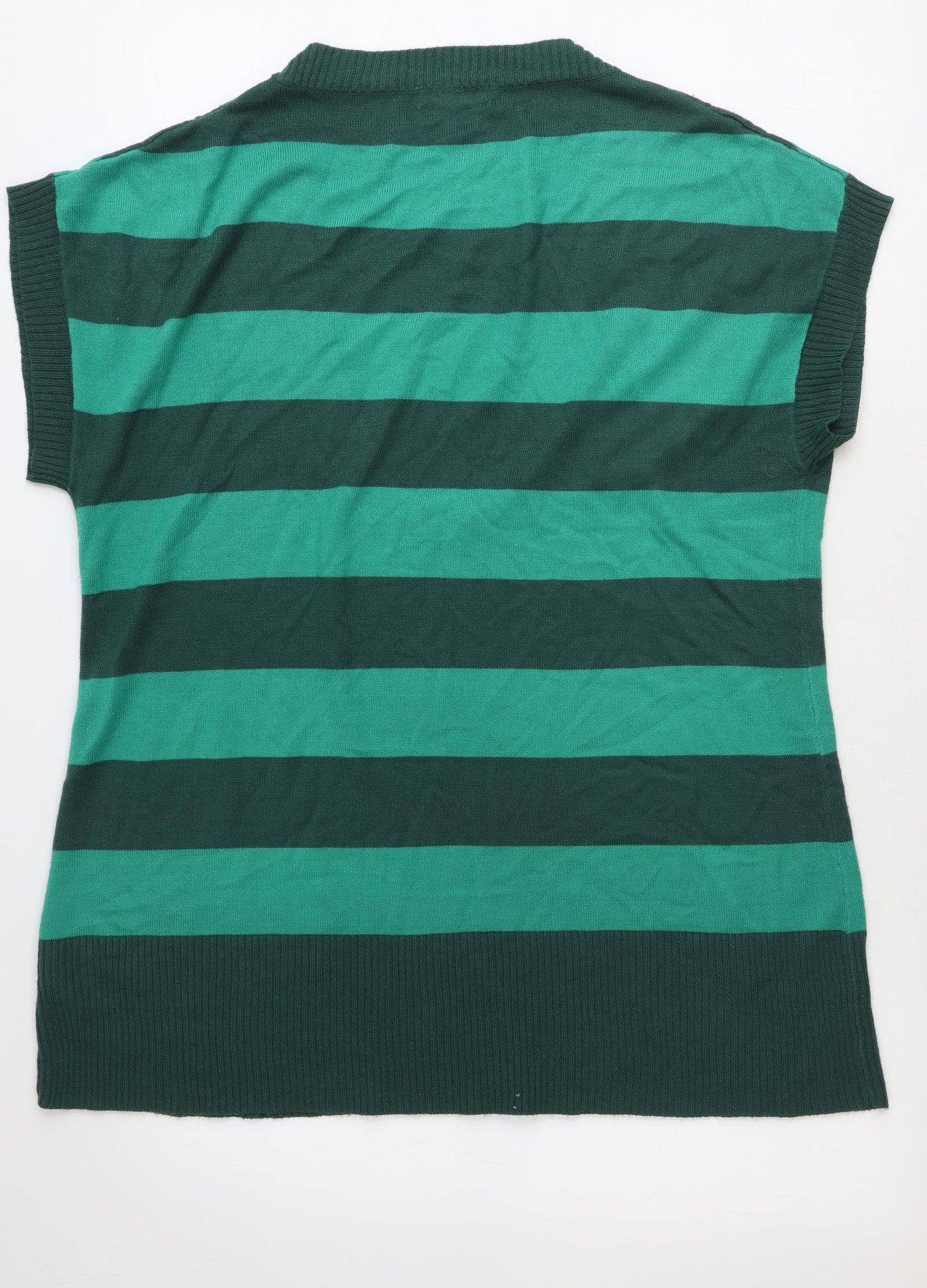 George Womens Green Scoop Neck Striped Acrylic Pullover Jumper Size 18