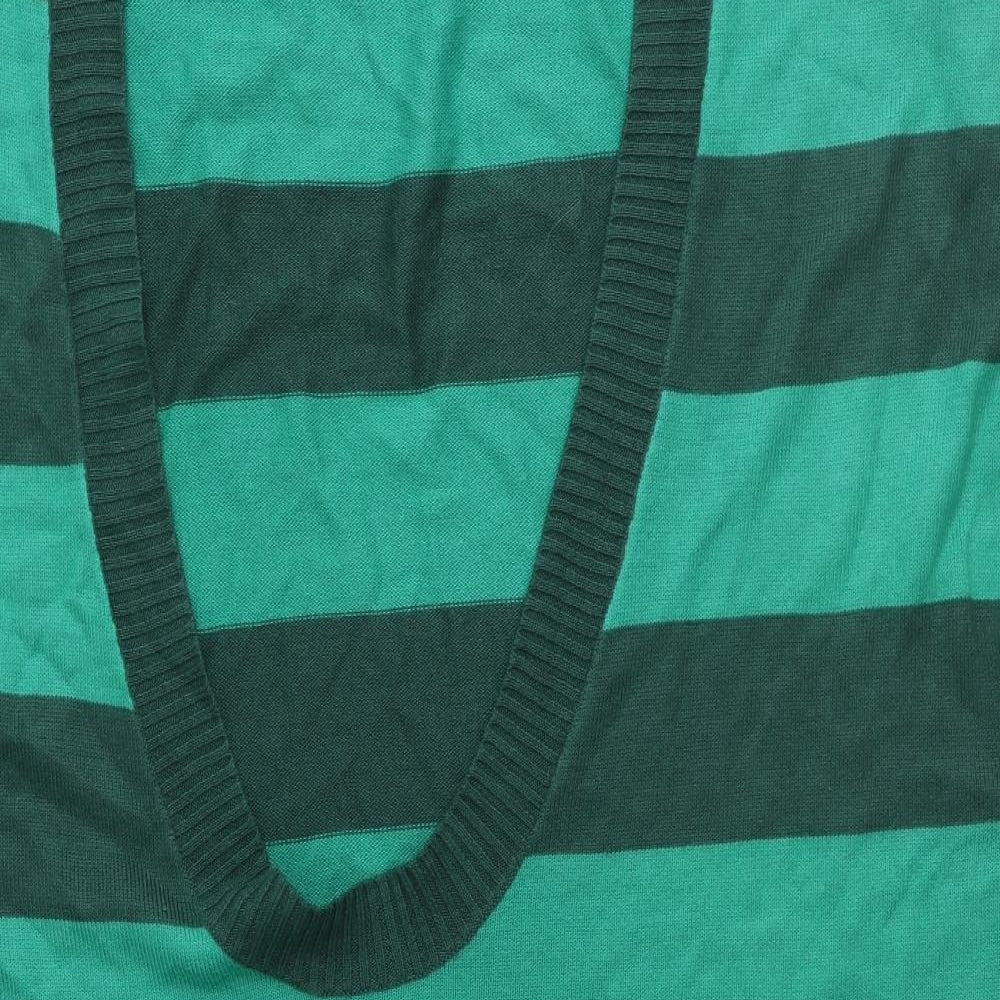 George Womens Green Scoop Neck Striped Acrylic Pullover Jumper Size 18