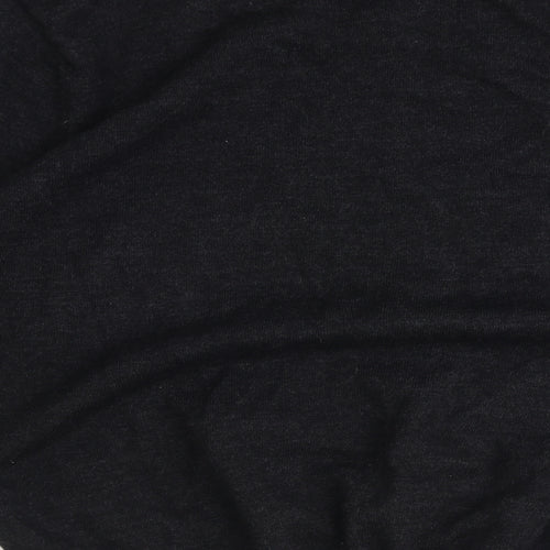 River Island Mens Black Round Neck Acrylic Pullover Jumper Size L Long Sleeve - Elbow Patches
