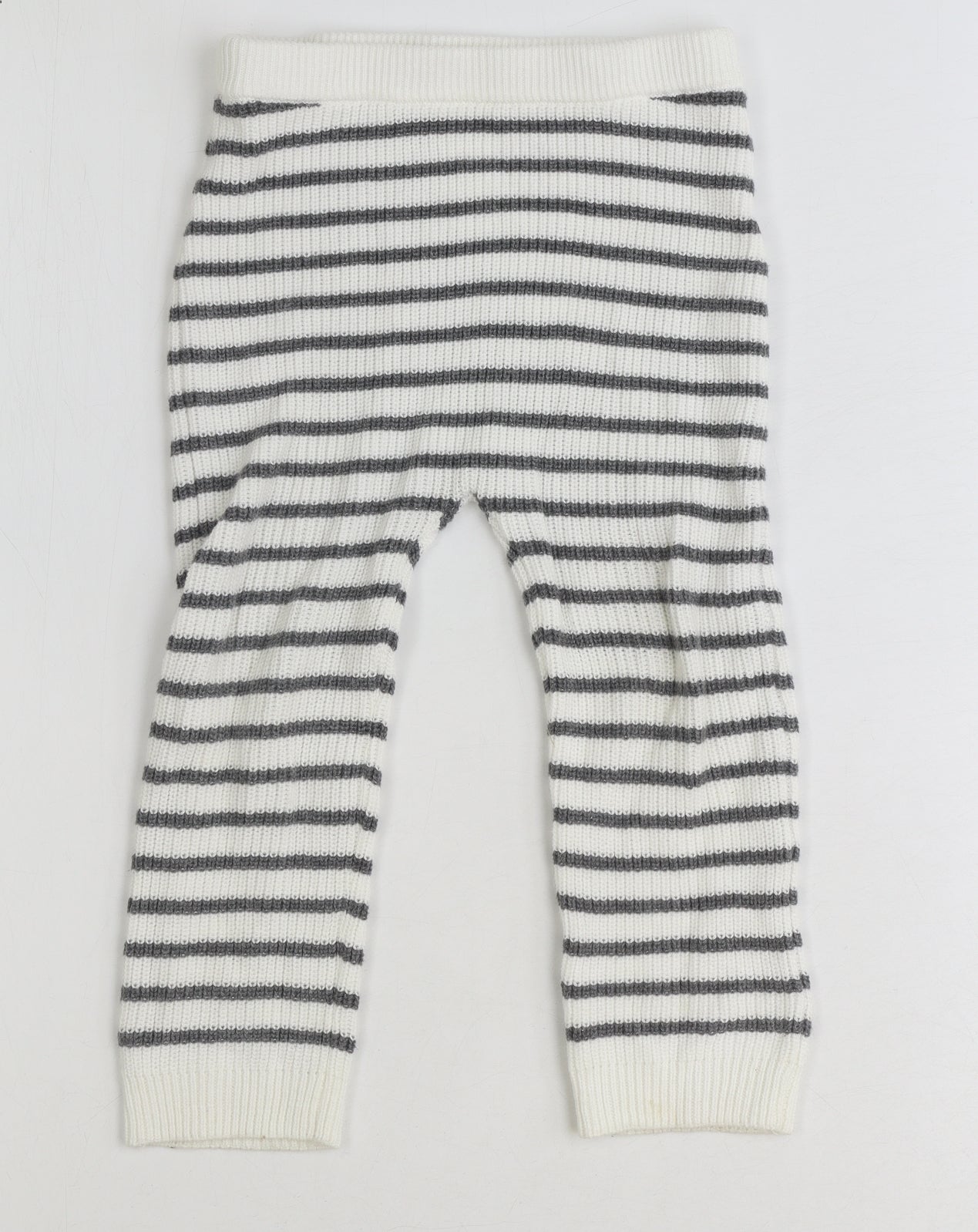 Preworn Baby Ivory Striped 100% Cotton Jogger Leggings Size 18-24 Months