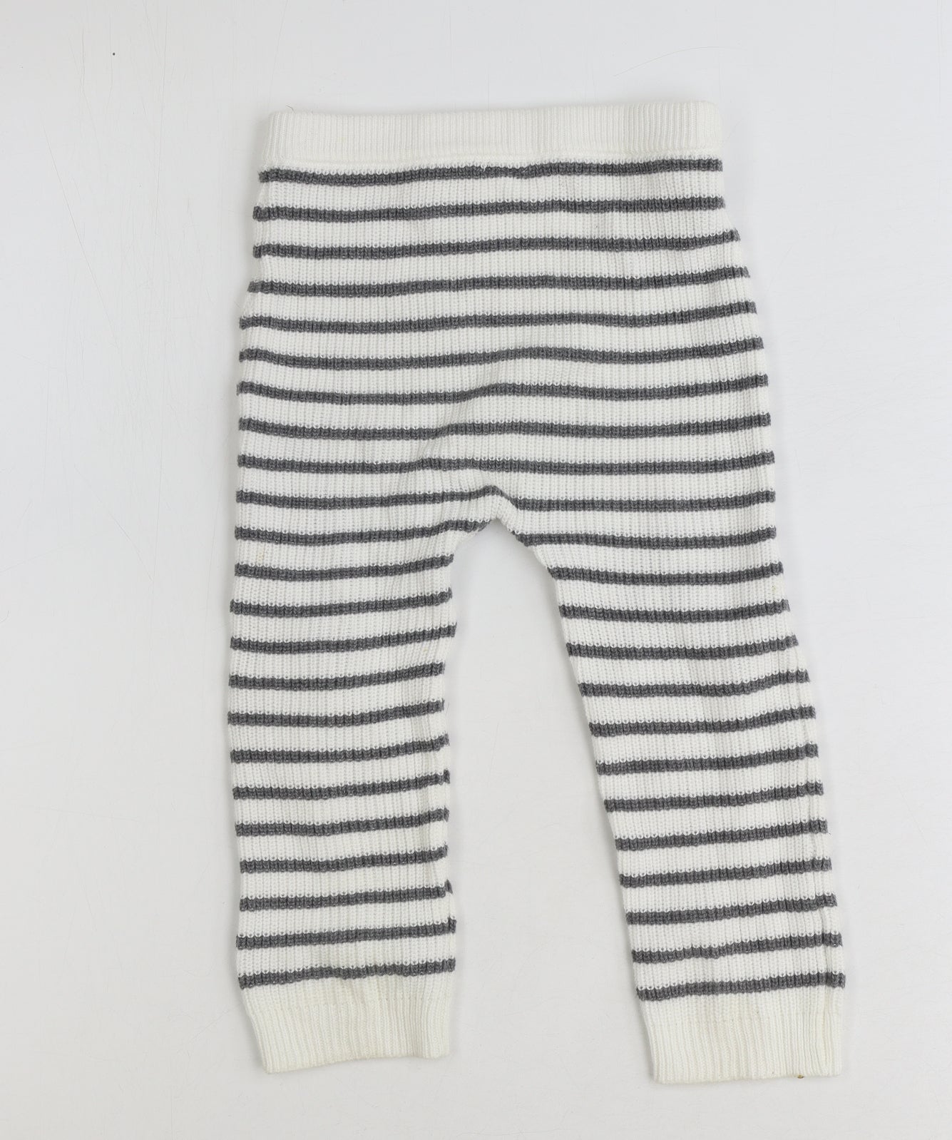 Preworn Baby Ivory Striped 100% Cotton Jogger Leggings Size 18-24 Months