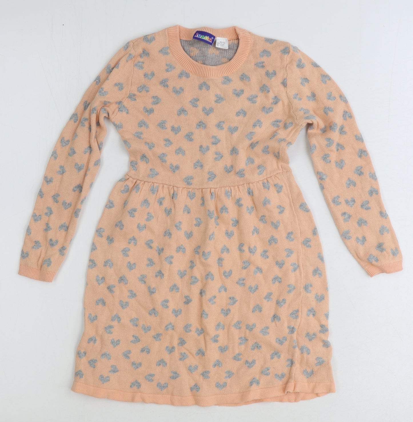 Lupilu Girls Pink Geometric 100% Cotton Fit & Flare Size 2-3 Years Round Neck Pullover - Love Heart