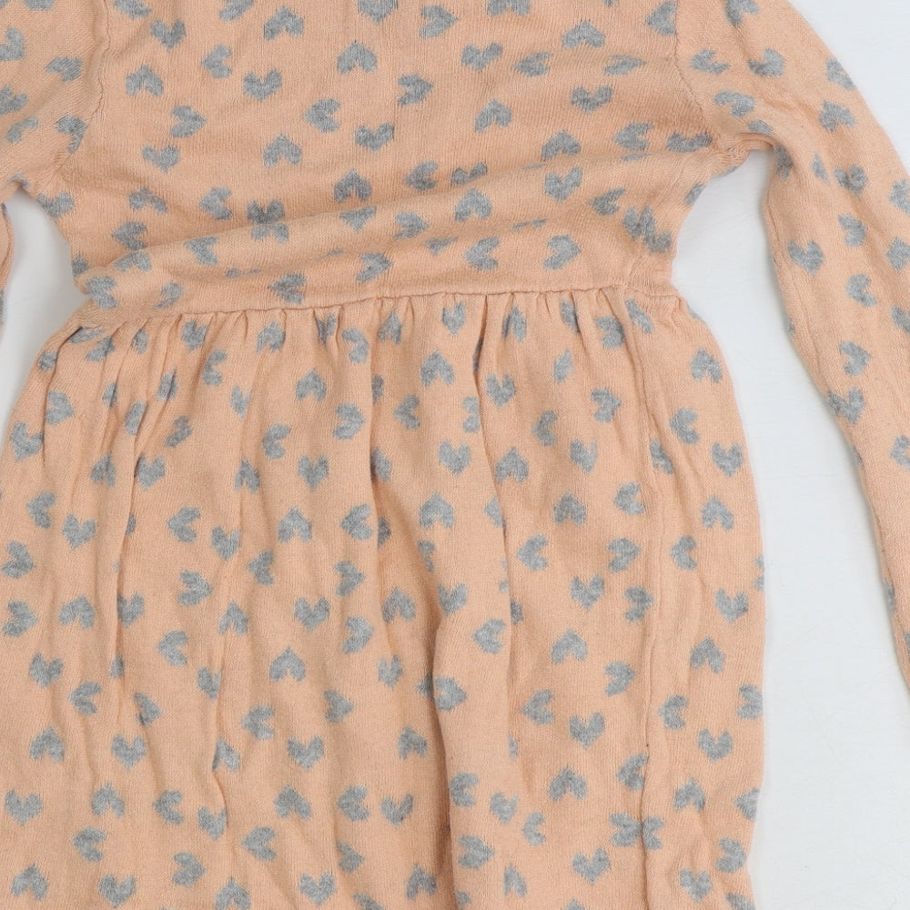 Lupilu Girls Pink Geometric 100% Cotton Fit & Flare Size 2-3 Years Round Neck Pullover - Love Heart