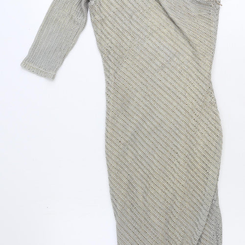 Key Collection Womens Gold Rayon Sheath Size 8 One Shoulder Zip