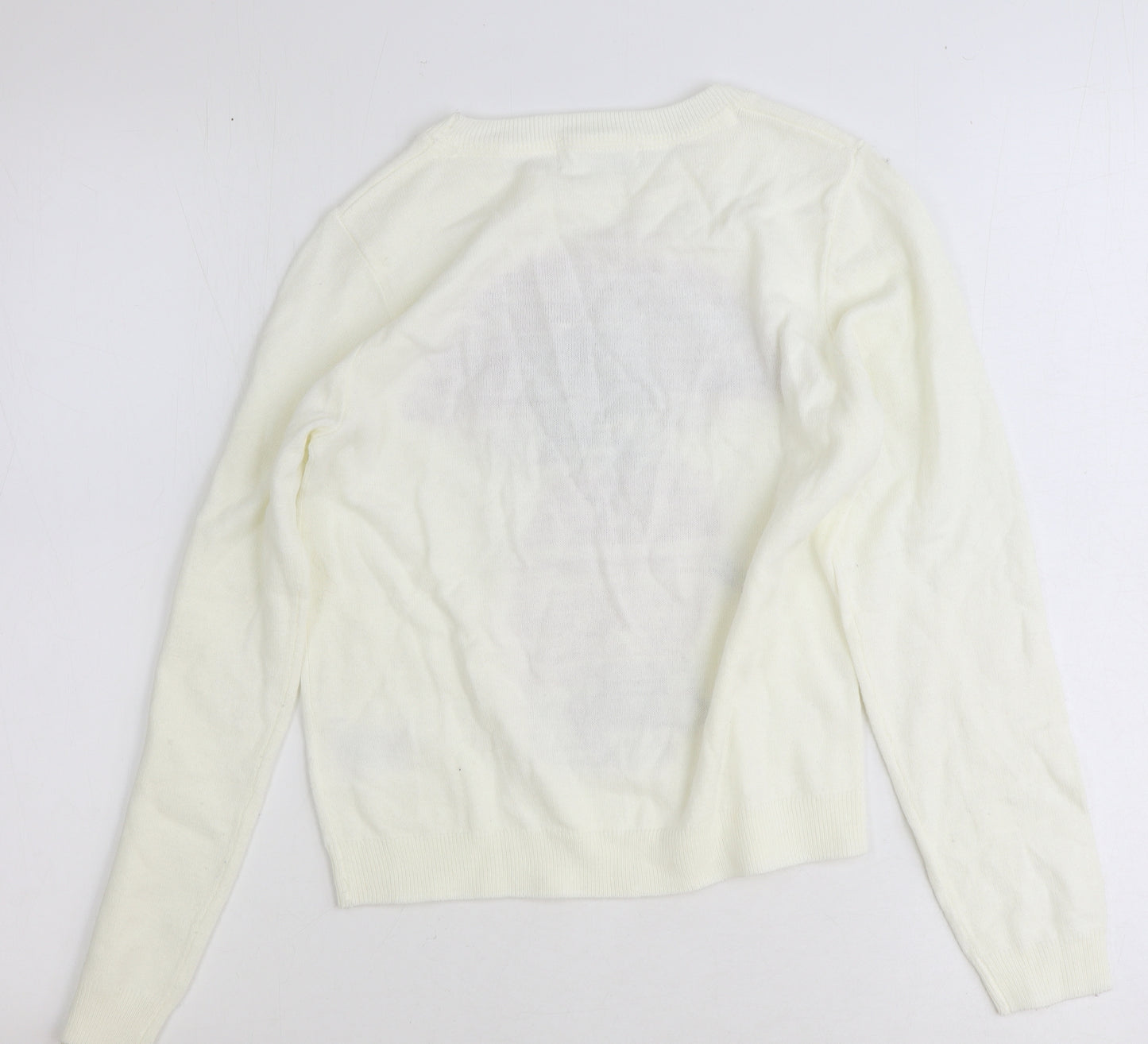 H&M Girls Ivory Round Neck Acrylic Pullover Jumper Size 10-11 Years Pullover - Puppy Holidays