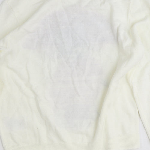H&M Girls Ivory Round Neck Acrylic Pullover Jumper Size 10-11 Years Pullover - Puppy Holidays