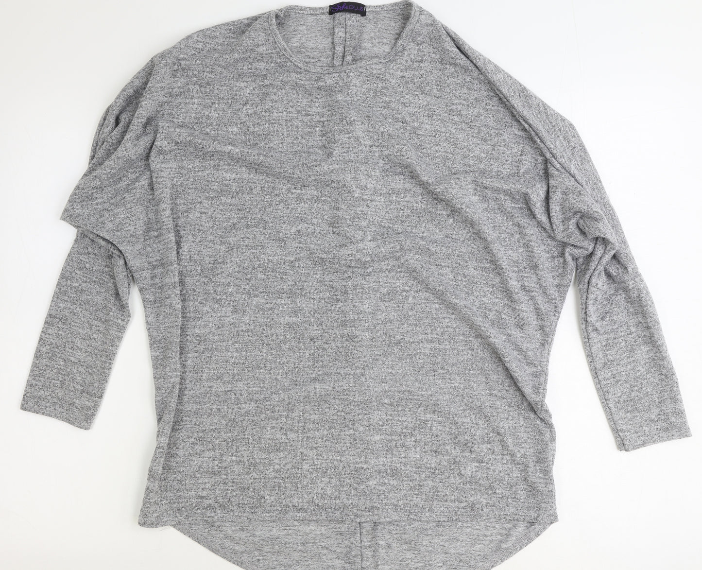 Style Plus Womens Grey Polyester Basic T-Shirt Size S Round Neck