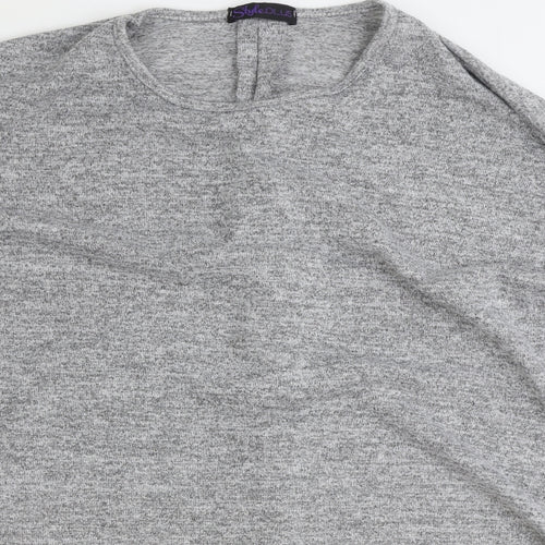 Style Plus Womens Grey Polyester Basic T-Shirt Size S Round Neck